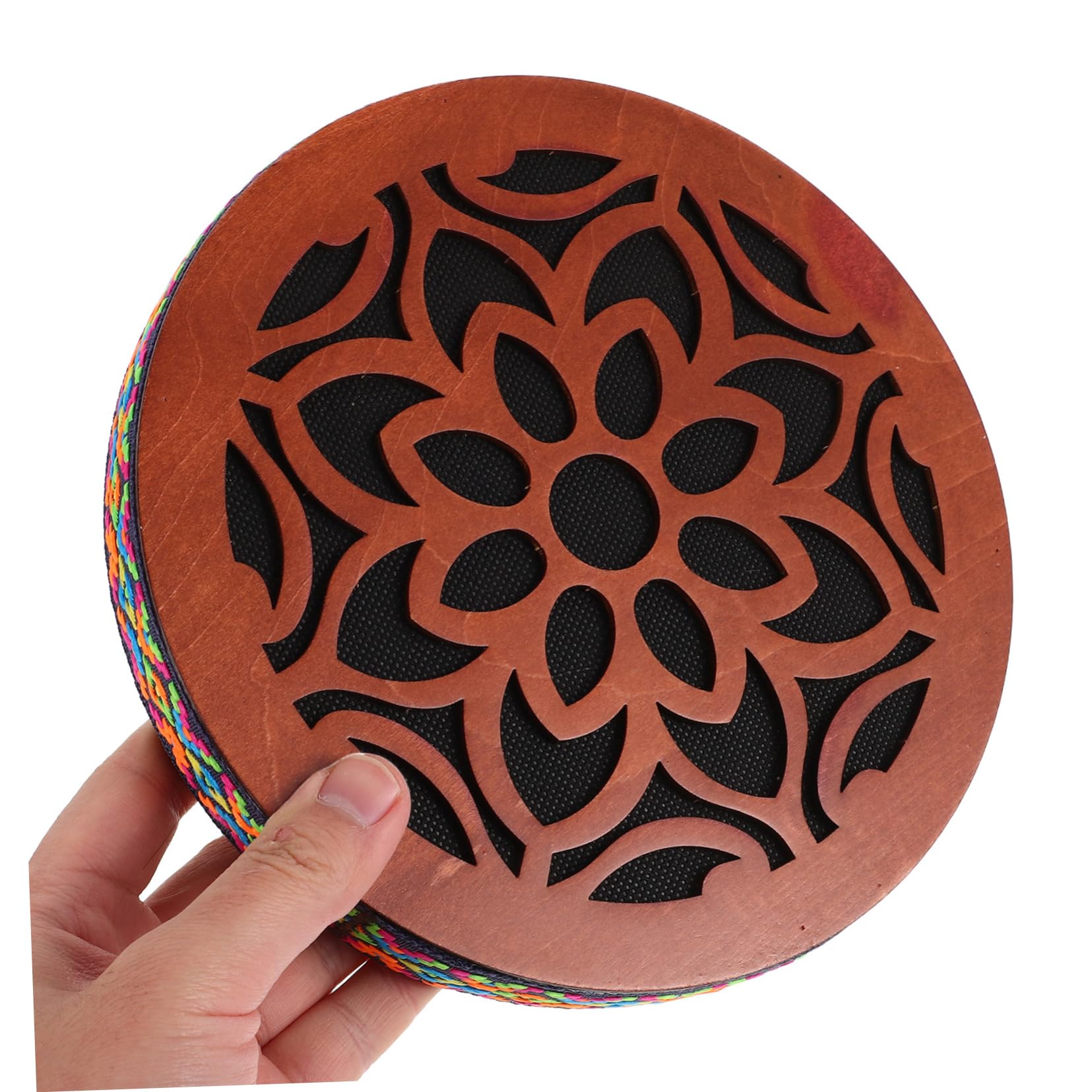 Tambor Oceánico de Mano de Madera 8 Pulgadas para Música Meditativa | Sonido Relajante del Agua, Instrumento de Percusión Étnica Portátil, Estilo Tradicional