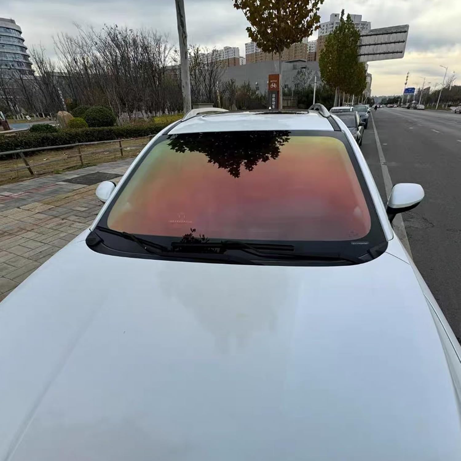 VLT 78% Sunset Orange Red Window Tint for Cars - Ceramic Auto Tints for Windshield, Chameleon Window Tints, Blue Change to Red Window Film for Automotive 29.5'' x 118.11"