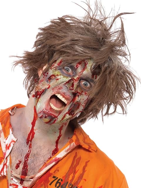 Smiffys Kit de zombi de látex, pintura facial, sangre falsa, sangre en gel, látex líquido, carne horrorosa