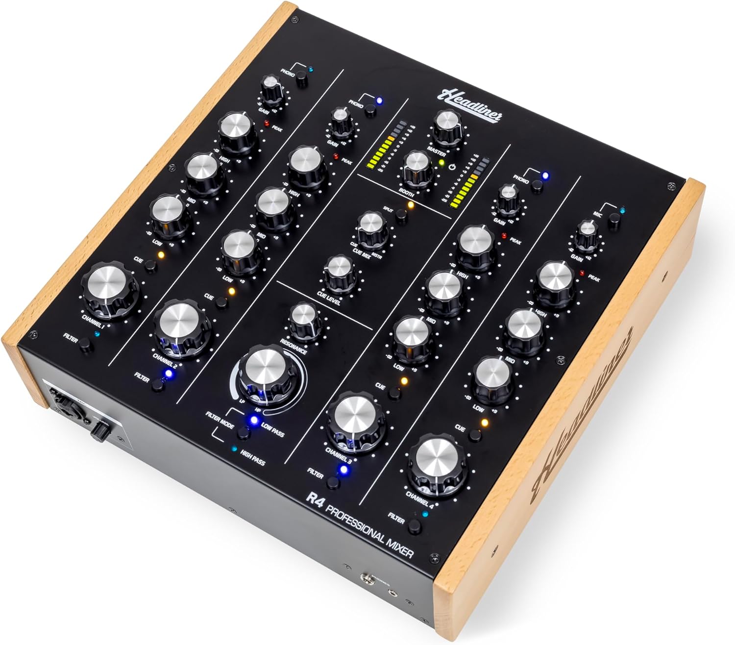 Headliner R4 4Channel analog rotary DJ mixer with builtin