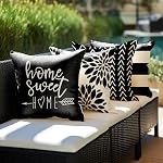 RABUSOFA Black and White Pillow Covers 20x20 Set of 4,Home Sweet Home Decorative Pillows Throw Pillow Cases,Xmas Outdoor Accent Cushion Covers Farmhouse Decor Pillows for Couch Patio Chair