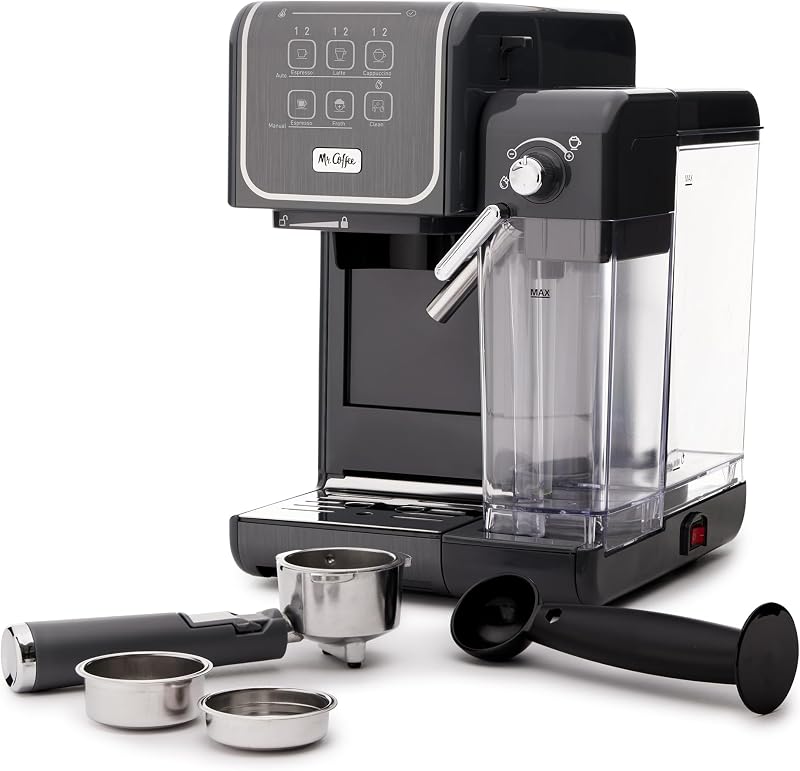 Cafetera casera One-Touch CoffeeHouse+ para espresso, capuchino y latte con bomba italiana de 19 barras y espumador de leche, ideal para los amantes del latte, el espresso y el café