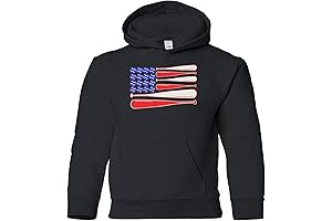 Kids Baseball and Bat American Flag Youth Hoodie Sweatshirt