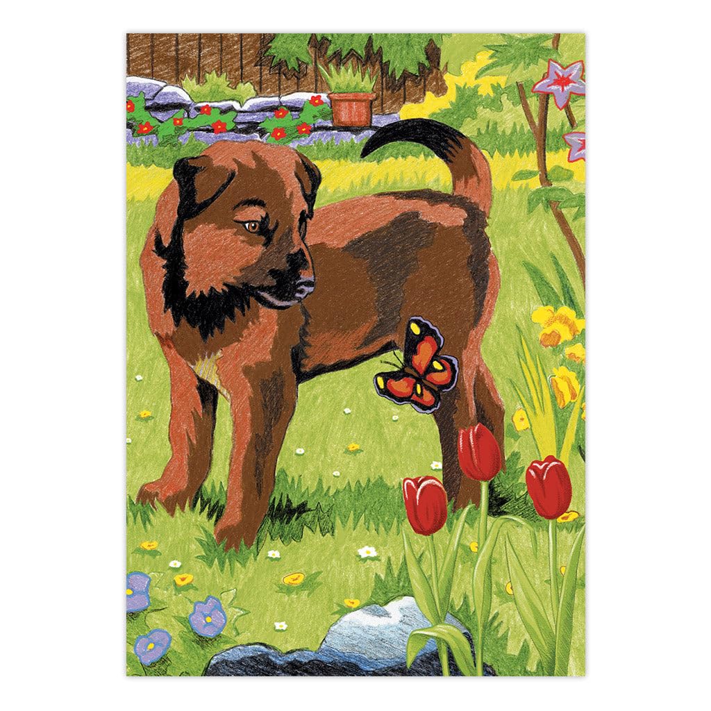 Royal and Langnickel Mini Colour Pencil by Number Kit 5 inch x 7 inch - Puppy and Butterfly - Image 2