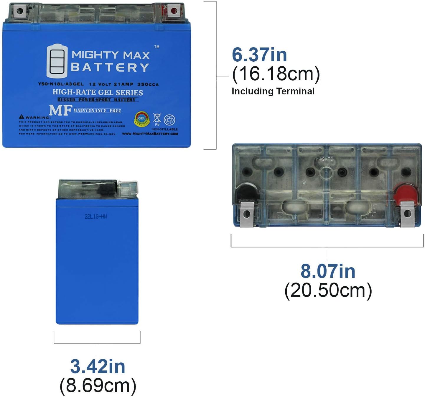 Mighty Max Battery Y50-N18L-A3 GEL Replacement Battery for Can-Am Spyder RT Limited (SE5) 10-13 + 12V 4Amp Charger