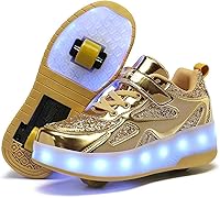 Vista 16 de Wooowyet - Tenis con ruedas y luces LED para niños y niñas, con ruedas, USB recargable, cierre de gancho y bucle