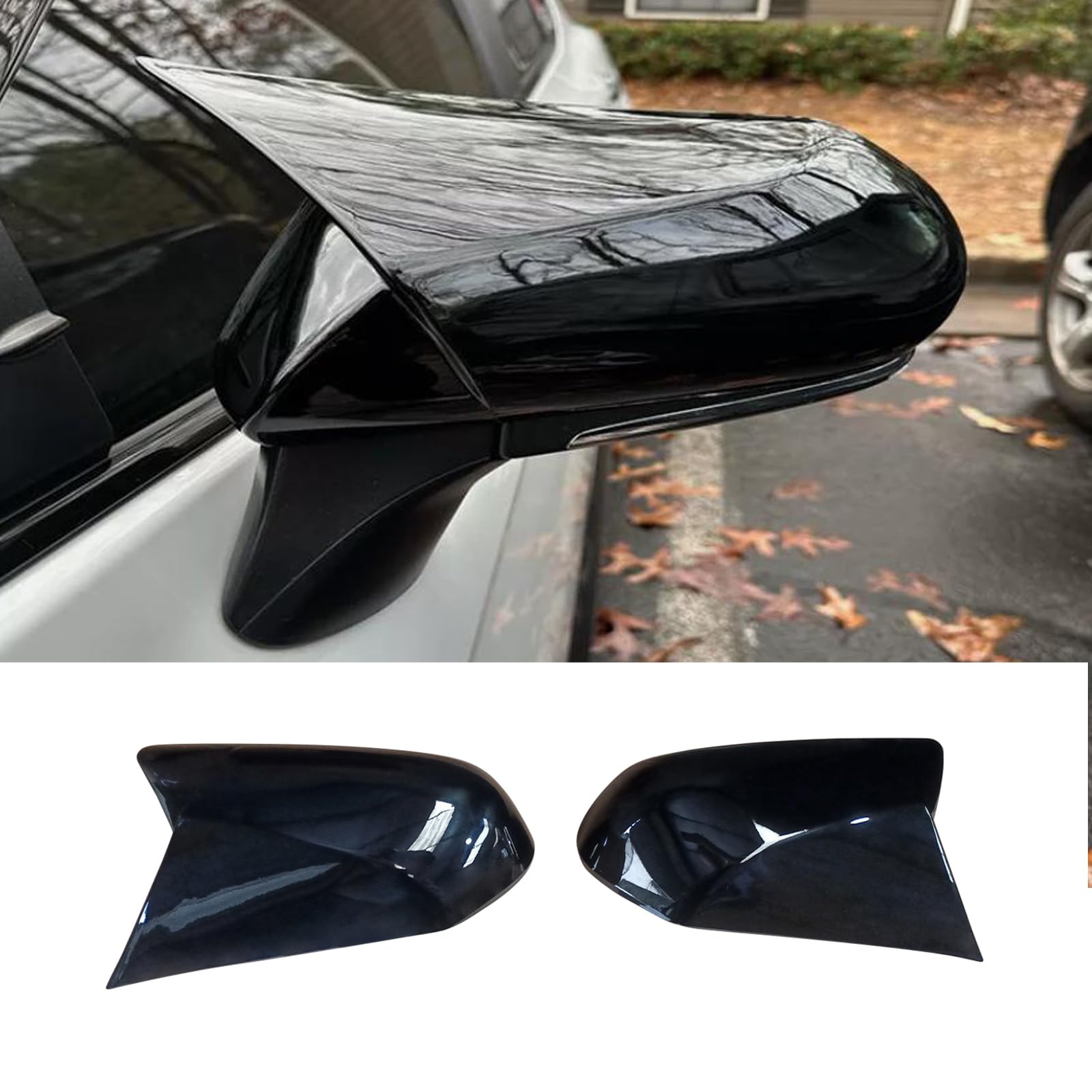 NINTE Ox Horn Side Rearview Mirror Cover Fit For Toyota Camry 2018-2025 Gloss Black Tape-On Overlay View Wing Mirror Protect Decorate Covers Auto