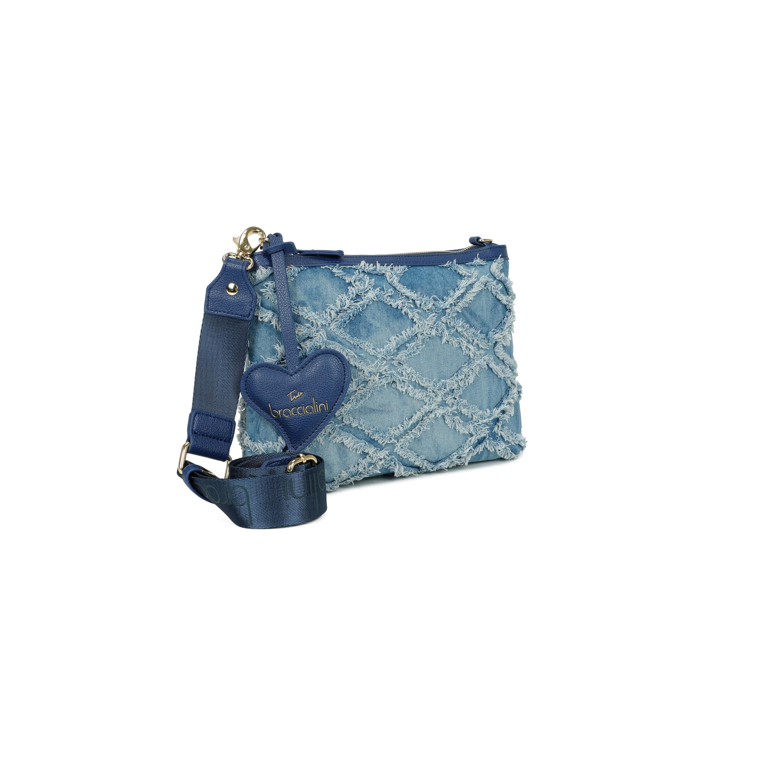 Braccialini Borsa a Tracolla Donna Jinny Jeans in Denim con Cuore