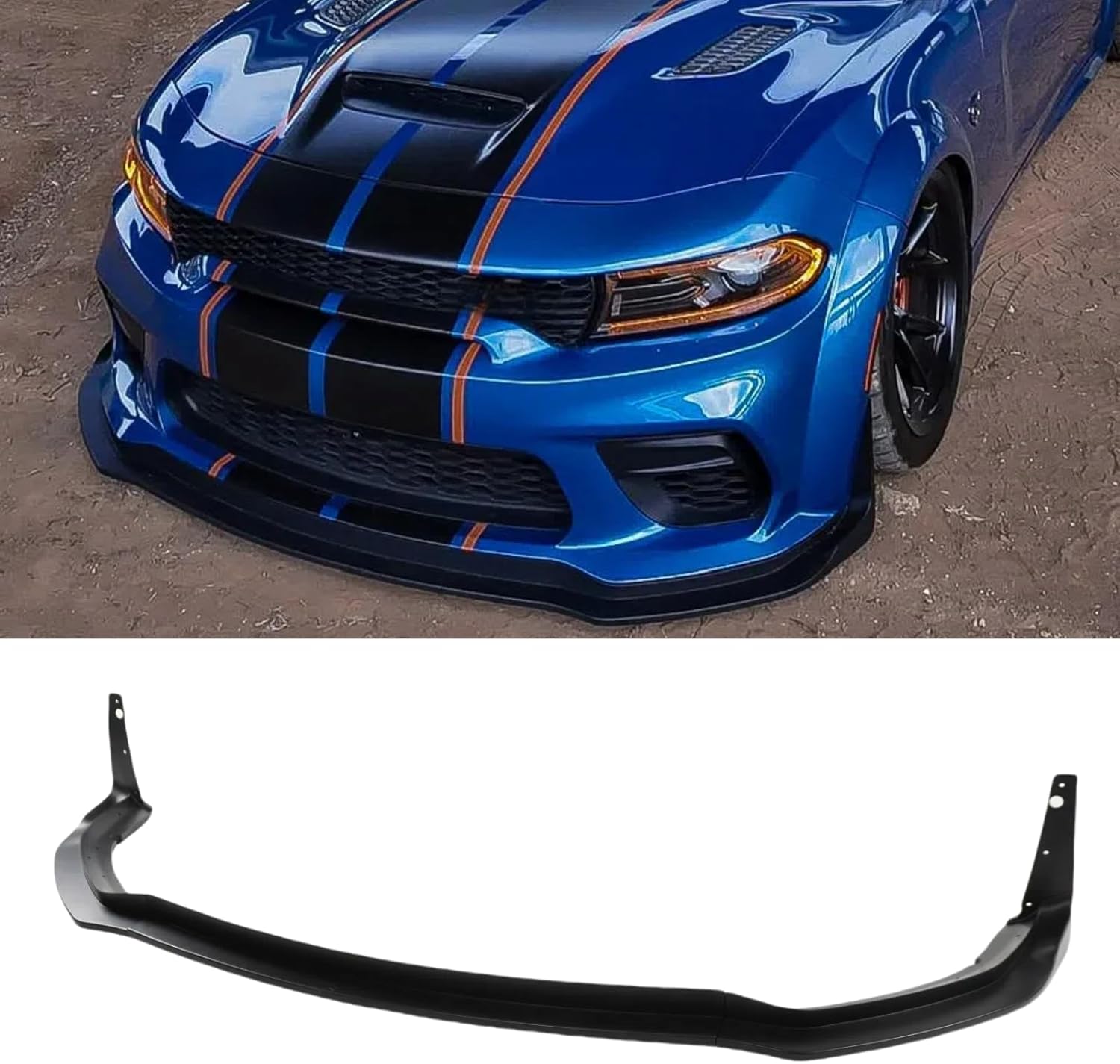 Front Lip for Dodge Charger SRT Hellcat Scat Widebody 2020 2021 2022 2023 2024 H Style Front Bumper Lip Spoiler Splitter (Carbon Fiber Print)