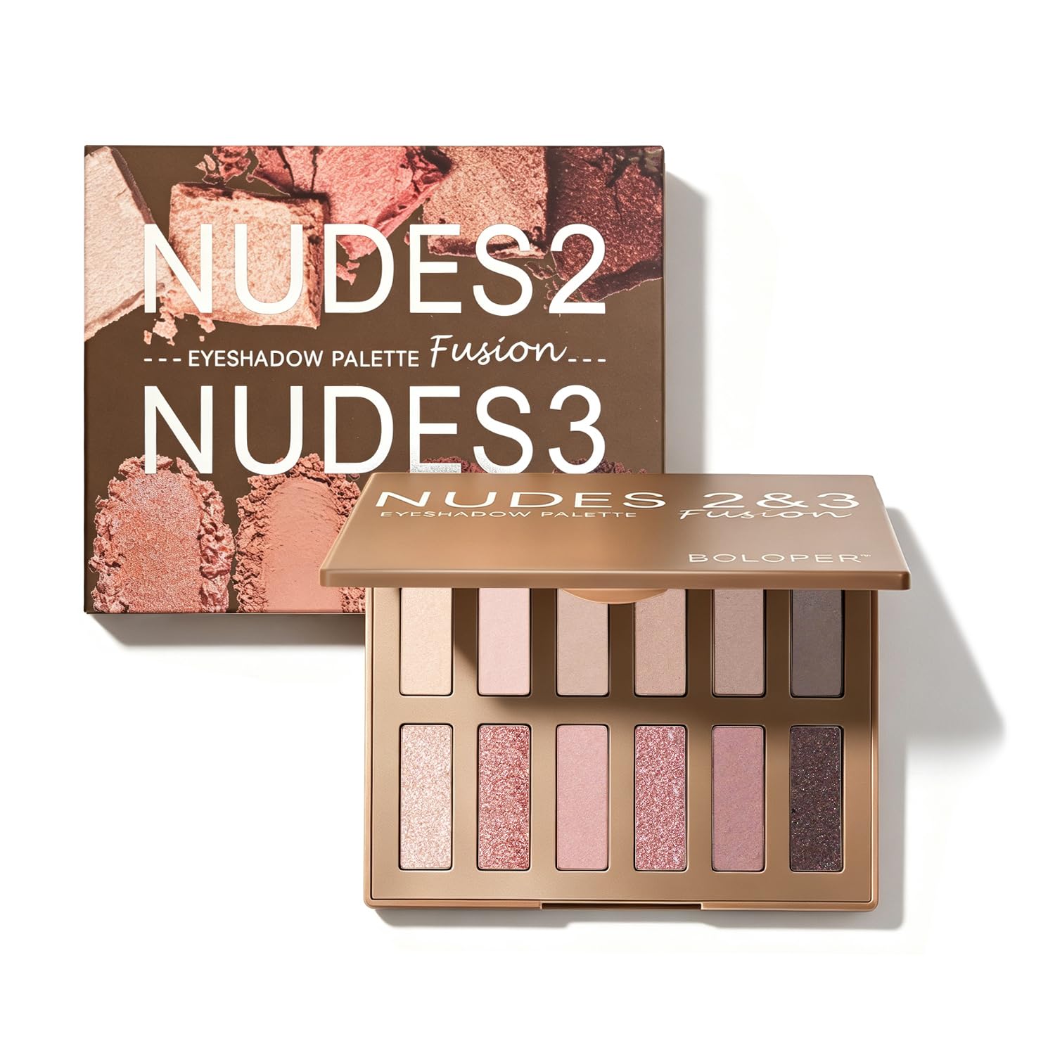 BOLOPER 12 Color Eyeshadow Palette - Nude & Glitter -7