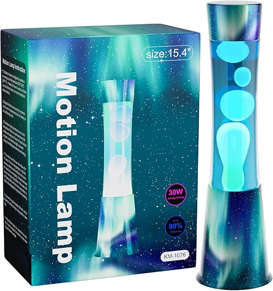 Liquid Motion Lamps - Aurora Blue Liquid / White Wax, Beautiful Lamp, Relaxing Light, Night Light , lamps for adults, teenagers, and children, Bedroom Light Living Room, Novel and Cool Decorations