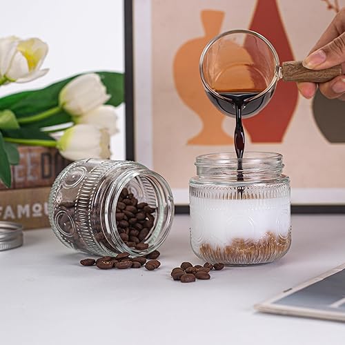 Miniatura 6 de Amzcku Tarros de masón vintage de 8 onzas con tapas, tarro de conservas de boca regular, seguro para almacenamiento, conserva, conserva,