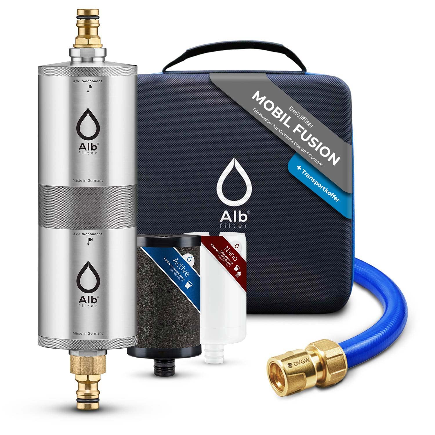 Alb Filter FUSION Active+Nano Trinkwasserfilter – Gardena Anschluss-Set – Made in Germany (Edelstahl)