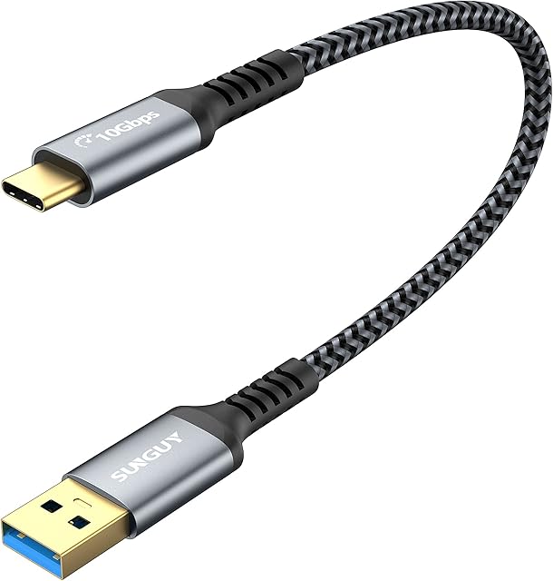 SUNGUY USB C to USB 3.1gen 2 Cable Short Type C to USB 3.1 10Gbps Data Cord and 3A Fast Charging Lead Compatible with Samsung S22 S21,Huawei,Xiaomi,Google,Android Auto - 0.3m