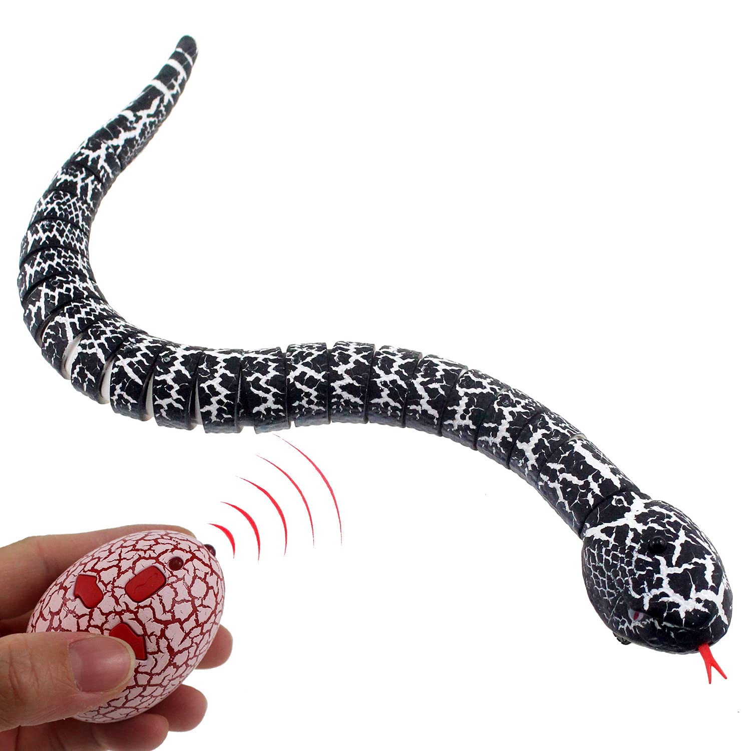 RC Snake Télécommande infrarouge Véhicule électrique Électronique Enfants Prank Scary Toy réaliste pour anniversaire, Halloween, Noël (Noir)