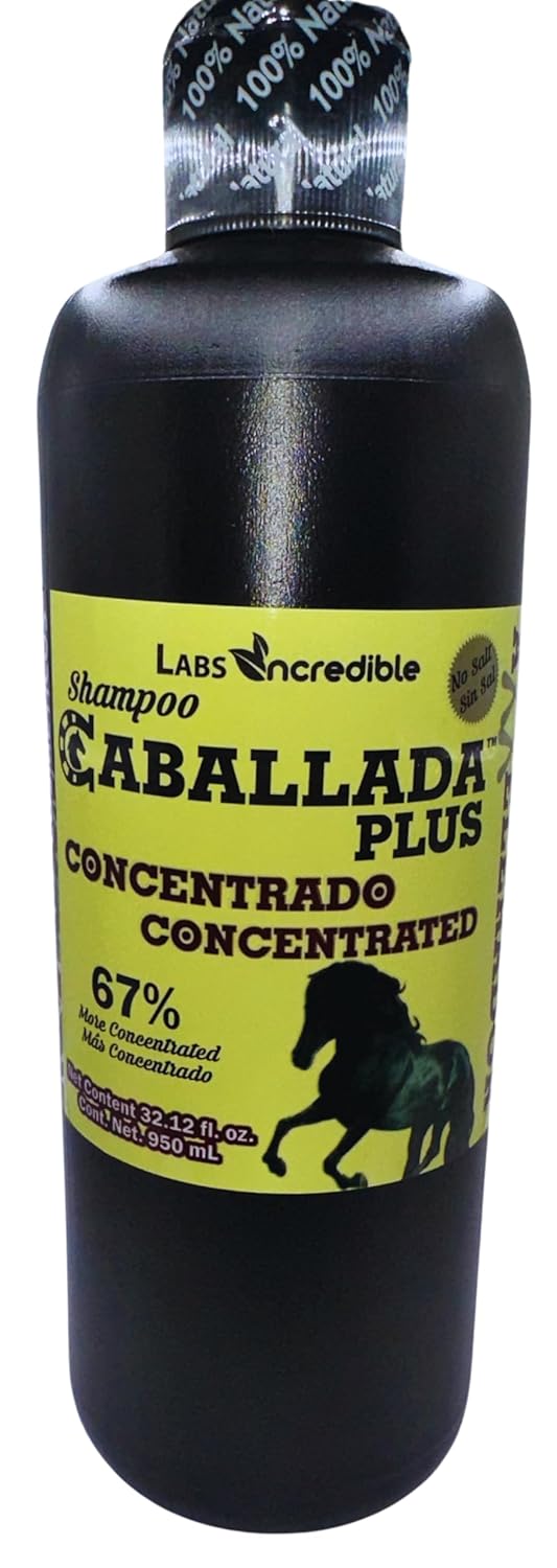 Shampoo Cola De Caballo Plus Extra Aceleracion Sin Sal (950m) CABALLADA PLUS 67% more concentraded 100% cosmetico HORSETAIL SHAMPOO 32.12 Fl oz ROSMERY, JOJOBA.