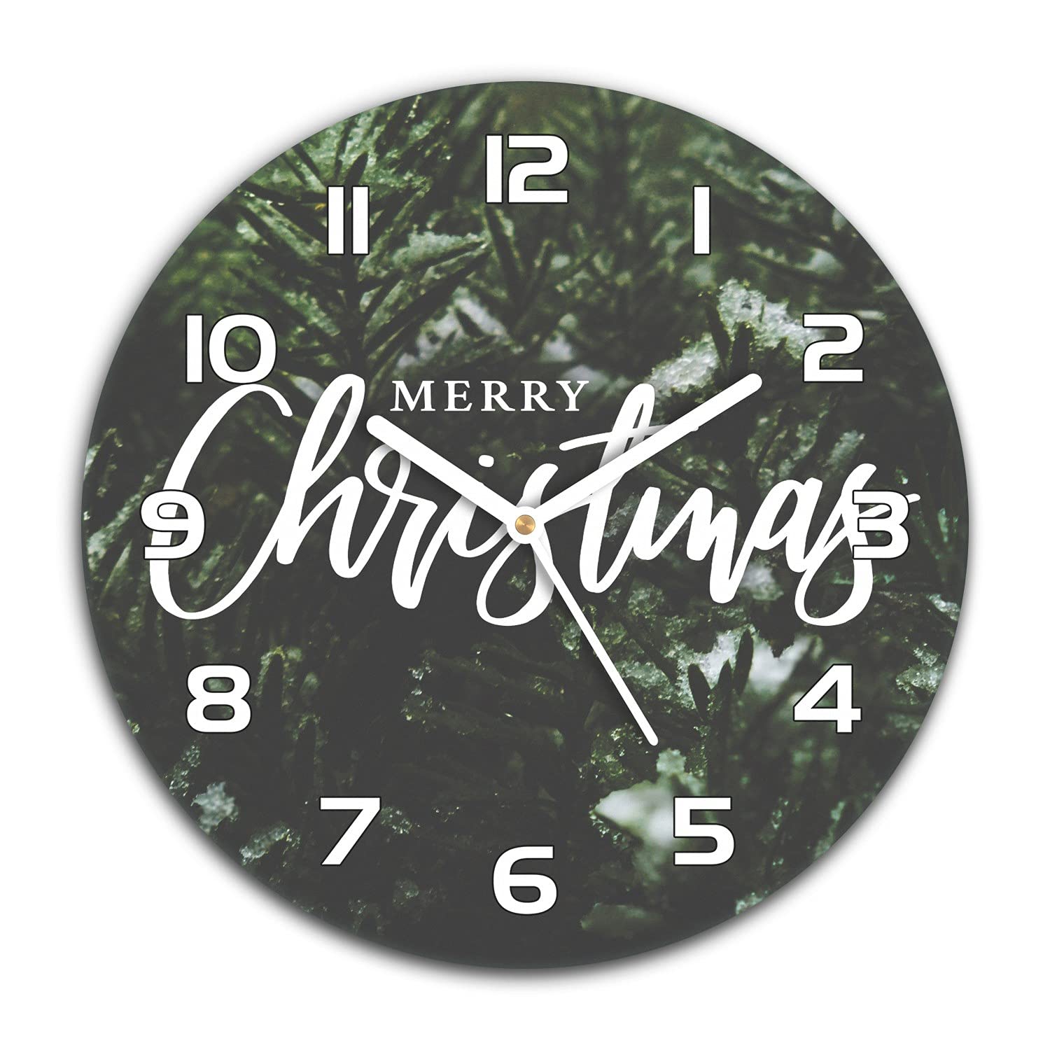 Horloge murale cuisine Noël en verre moderne silencieuse