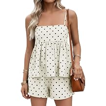 FOMELY Womens Polka Dot Set 2026 2 Piece Sets for Women Summer Sleeveless Short Sets with Pocket Casual Vacation Outfits