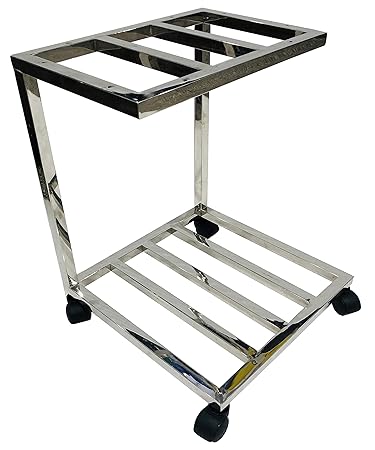 APPLE FURNITURE Office Home Stainless Steel Topless Double Inverter Trolley for Home Office with Wheels and SS Frame for Double Inverter Battery Trolley