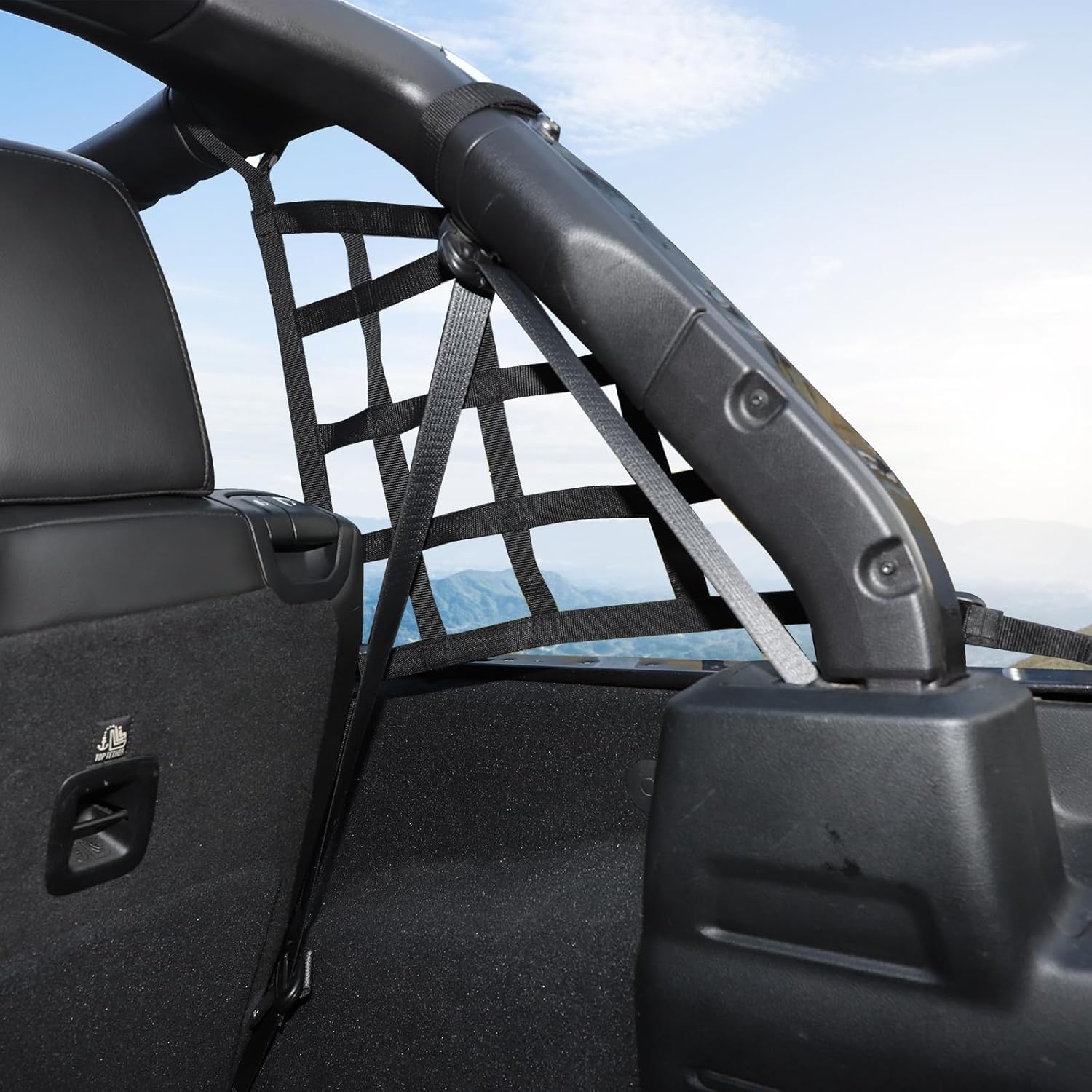 RT-TCZ for Wrangler JL Mesh Cargo Trunk Side Net Restraint Protective Roof Top Baggage Side Net for Jeep Wrangler JL JLU 4 Door 2018 Up Black Accessories 2pcs