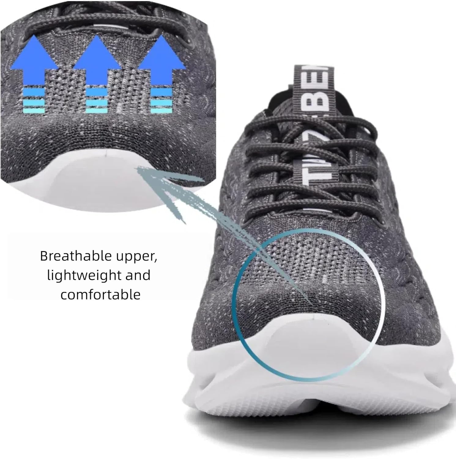 Men's Blade Sole Athletic Shoes - Breathable Knit Upper Lightweight Casual Sneakers, Shock Absorbing Non-Slip Running Shoes for Gym Walking Daily Wear - Image 3