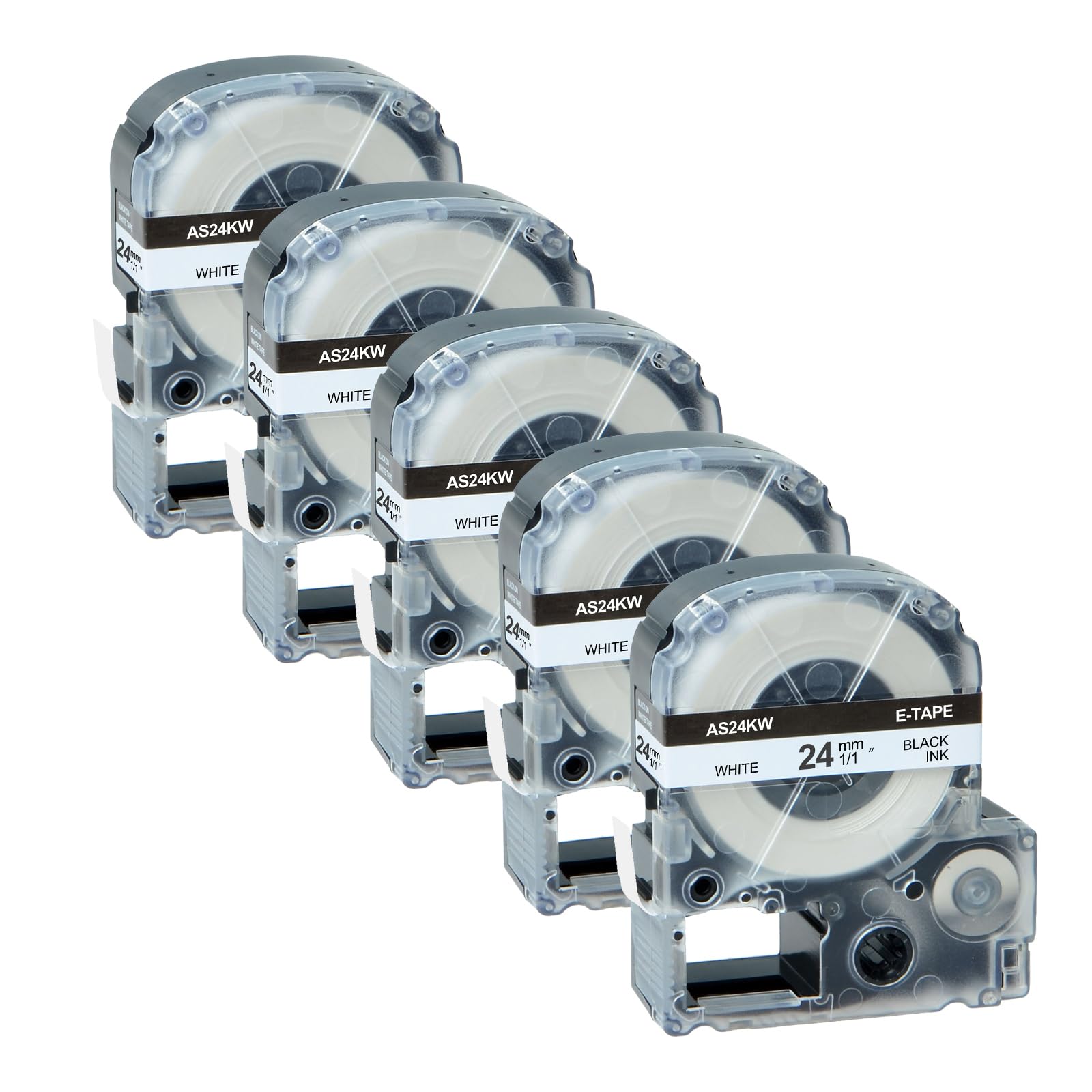 GREENCYCLE 5PK Compatible for LW Label Maker Tape 24mm 1" LK-6WBN LC 6WBN9 SS24KW Black on White Tape for LabelWorks LW600P LW700 LW900P LW1000P Label