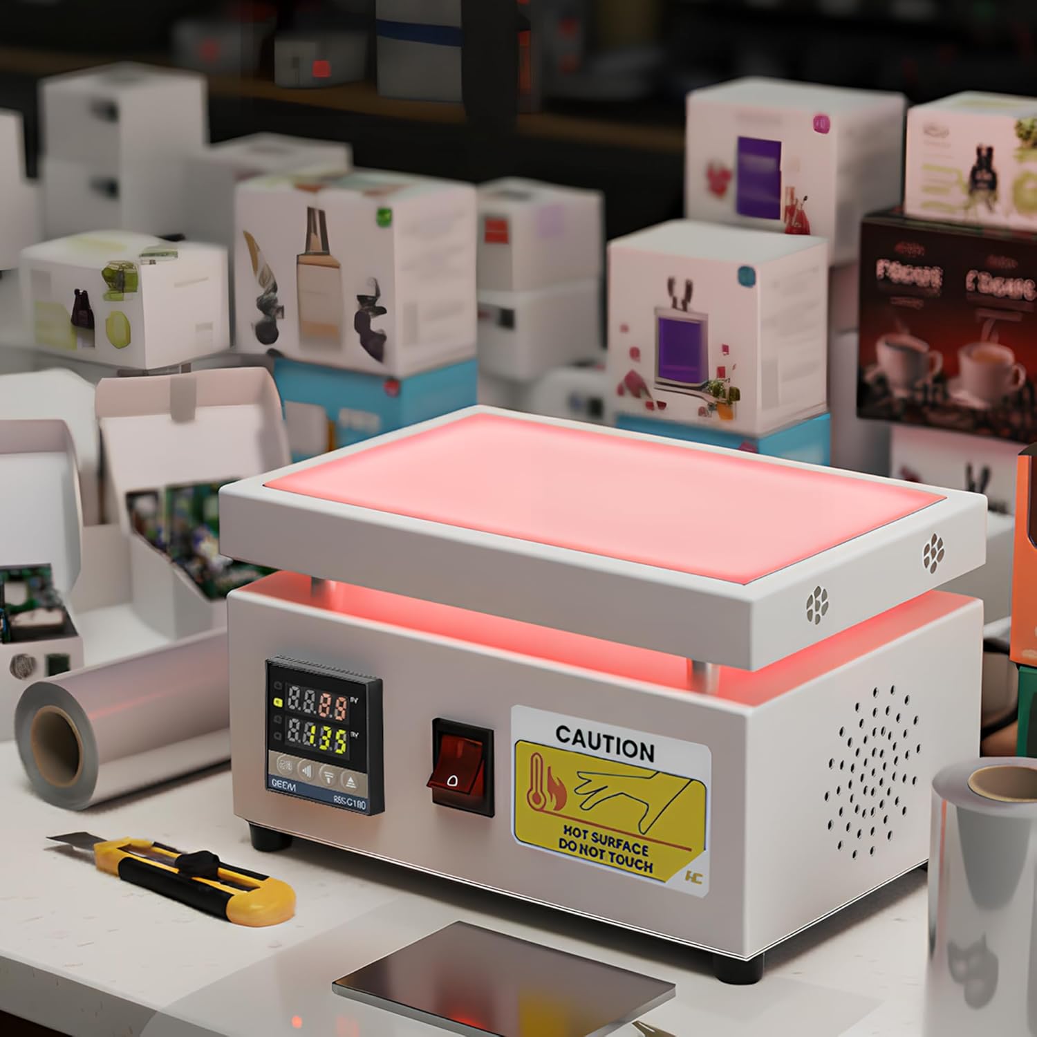 Cellophane Shrink Wrap Machine, Manual Cellophane Heat Sealer Sealing Machine for BOPP Film Heat Shrink Wrap Cigarette Cosmetics Perfume Gift Packaging, Anti-Scald (LS12x20)