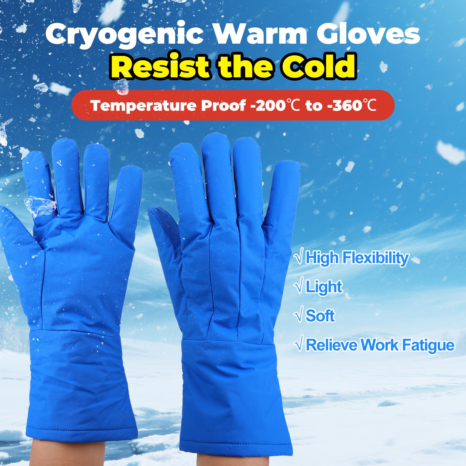 Guanti caldi per basse temperature da -200 ℃ a -360 ℃ Protezione dal freddo Protezione da azoto liquido Maniche lunghe Indossare le mani Guanti di sicurezza per refrigerazione