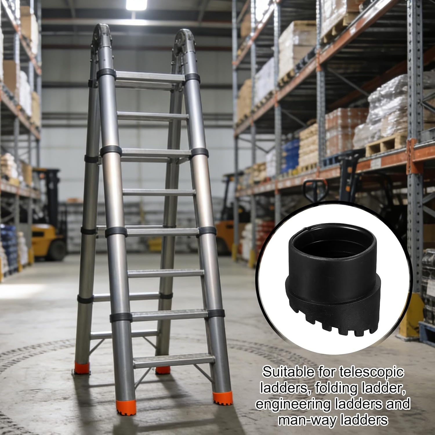 PATIKIL Ladder Non Slip Feet Mat (36mm ID) (2Pcs), Rubber Round Step Ladder Foot Pads Cover Cushion Replacement, Suit for Telescopic Folding Extension Ladders, Black