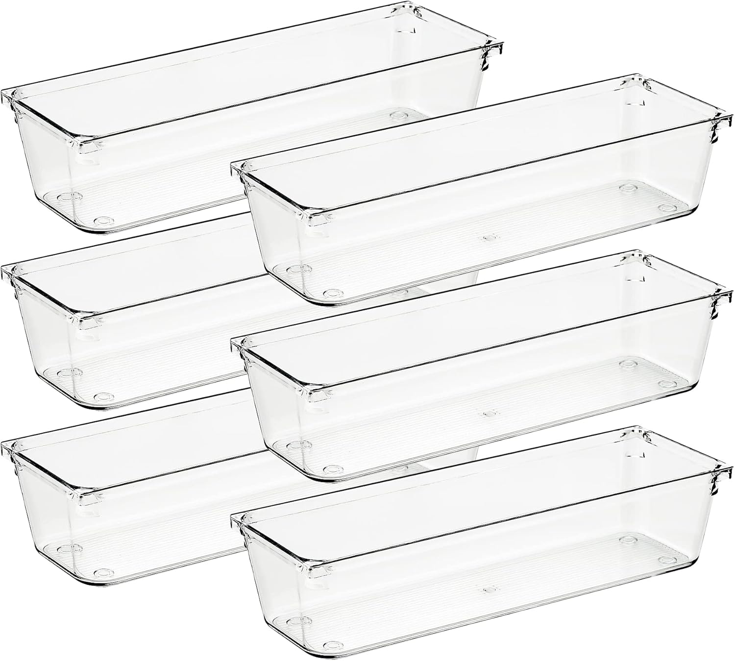 Ravinte 6 Pack Drawer Organizer 3" X 9" Plastic Storage Bins, Acrylic Organizers
