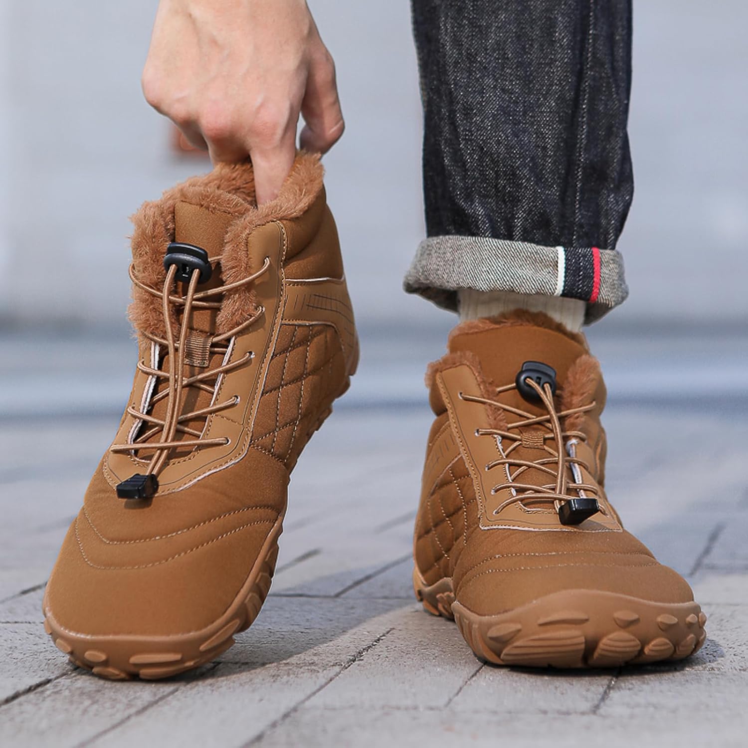 Men's Women's Barefoot Boots Snow Boots Wide Toe Box Zero Drop Barefoot Winter Shoes for Hiking Vindra Flex Technology Minimalist Outdoor Boots