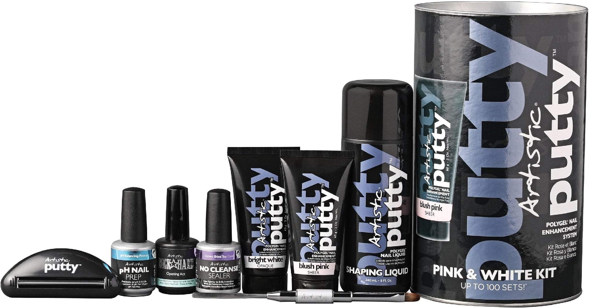 Artistic Putty PolyGel Nail Enhancement System - PINK & WHITE KIT