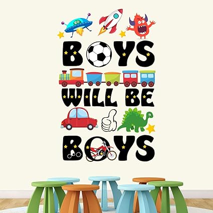 Boys Will Be Boys Wall Sticker (PVC Vinyl - 50cm X 70 cm)
