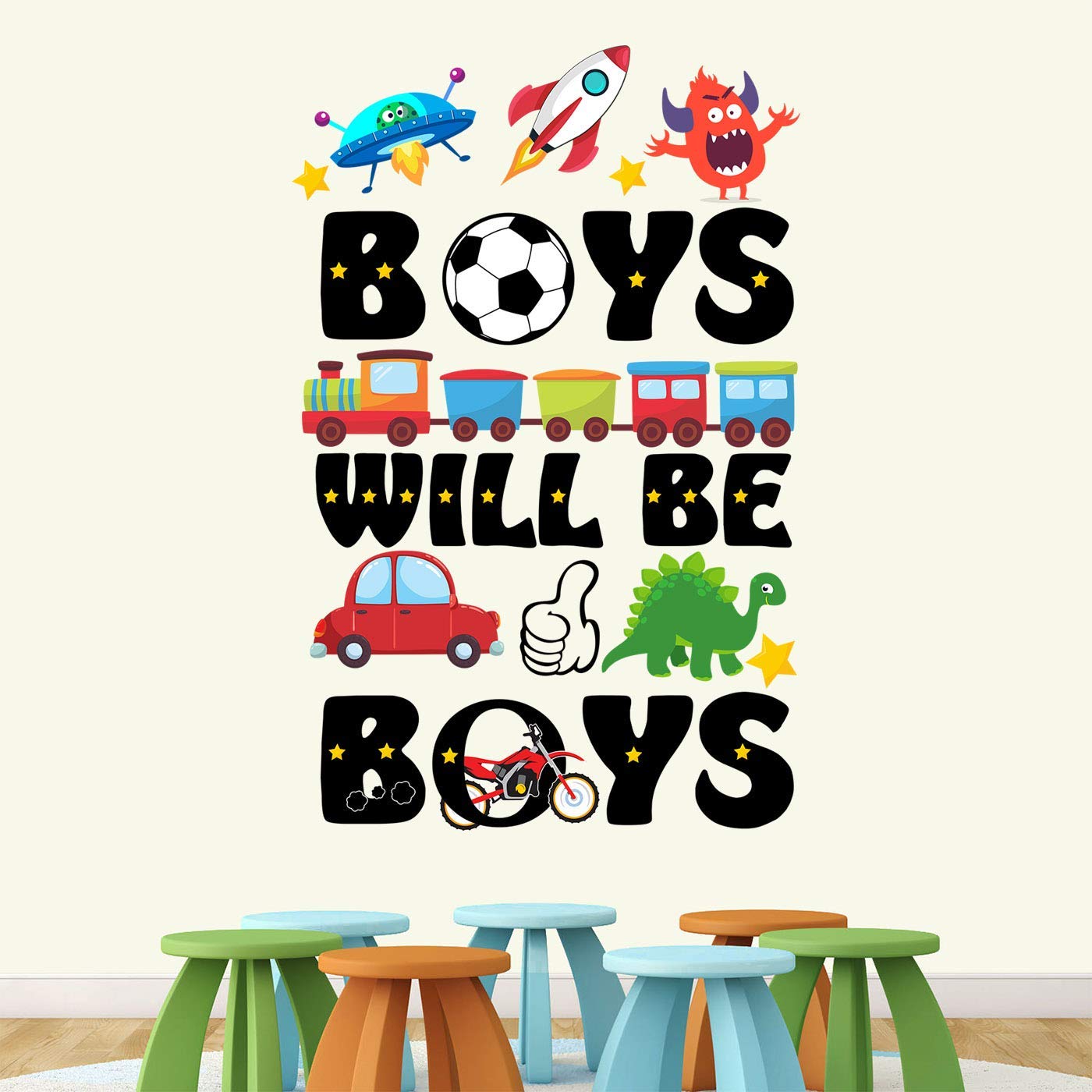 Boys Will Be Boys Wall Sticker (PVC Vinyl - 50cm X 70 cm)-image-48