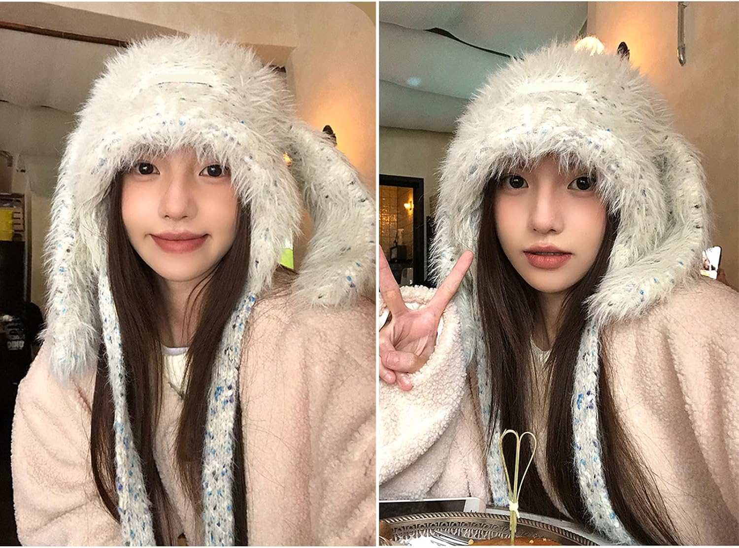 Balaclava, Thick Plush Hat with Long Ear Comfortable Pullover Trapper Hats for and Activity Everyday Use Headwear