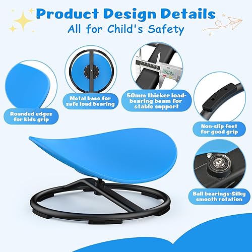 Miniatura 7 de RetroAudio Silla giratoria sensorial para niños autistas, sillas giratorias sensoriales para niños, juguetes para sentarse y girar para niños