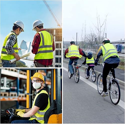 Miniatura 6 de Chaleco de seguridad con bolsillos y cremallera para mujeres y hombres, chaleco reflectante de alta visibilidad, para trabajo de construcción,