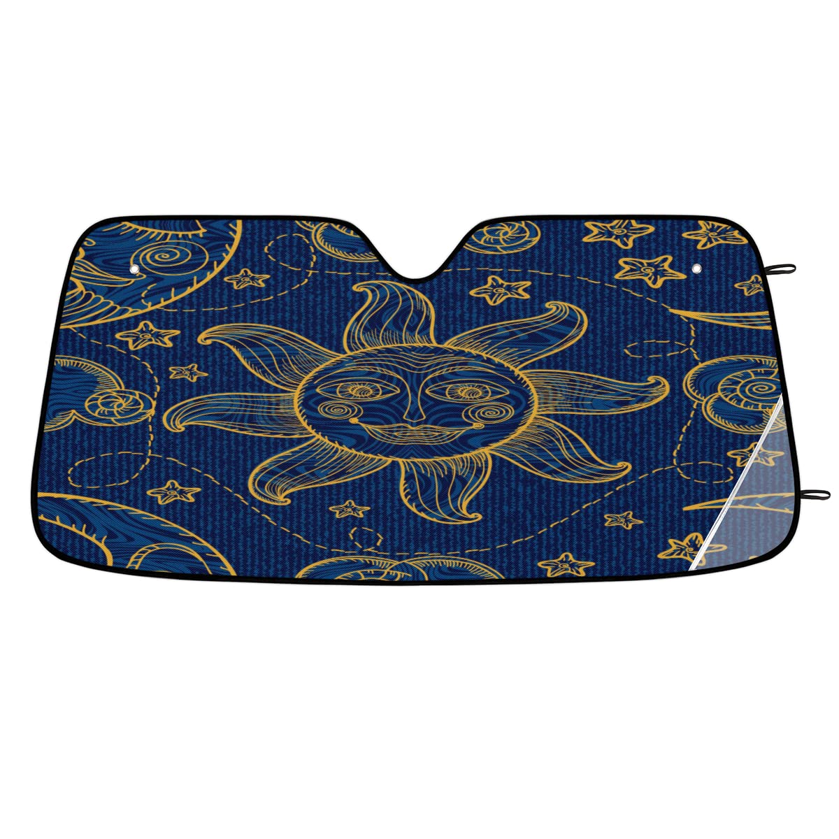Bohemian Sun Moon Car Sun Shade Windshield Sun Shade Blocks UV Rays Sun Visor Protector for Car Truck SUV Auto Sunshades 51x27.5 in