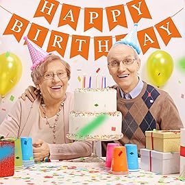 Waenerec Orange Birthday Banner Sign Happy Birthday Bunting Banner Garland for Kids Girl Woman Tea Party Decorations Bunting Flag Themed Party Supplies