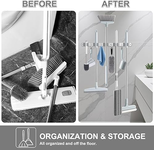 Miniatura 2 de HANZENMA Broom Holder Wall Mount, Broom Organizer Wall Mount Stainless Steel Broom and Mop Hanger Heavy Duty Storage Organization for Home Kitchen