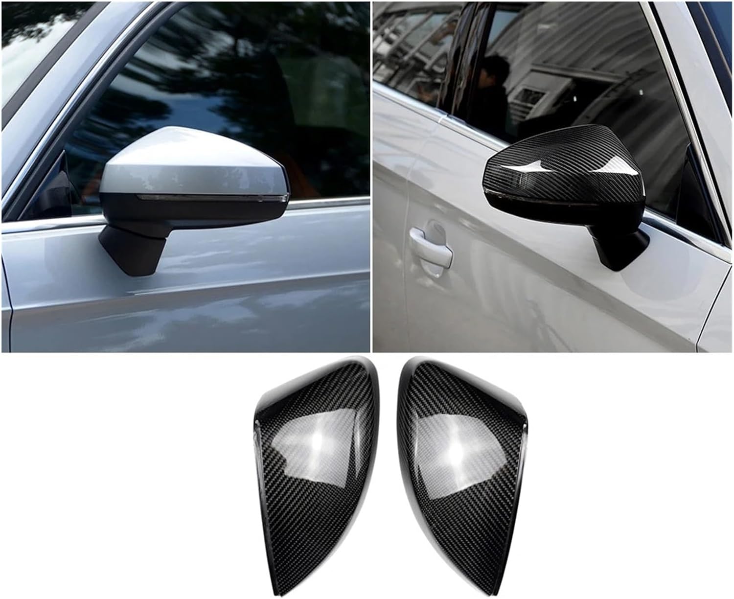 Real Carbon Fiber Compatible For A3 2013 2014 2015 2016 Replacement Car Side Rear View Mirror Cap Shell Cover Trim