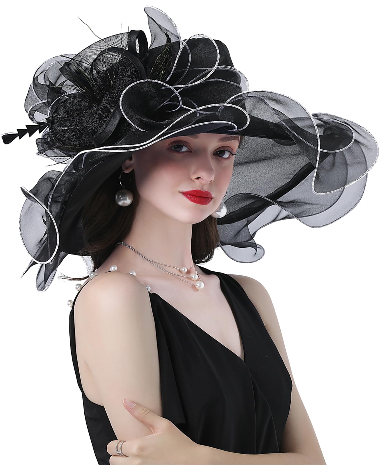6472 Women Hats Headband Hairpin Organza Fascinator Church Hat Floral Tea Women Hats Headband Hairpin Organza Fascinator Church Hat  main image 3