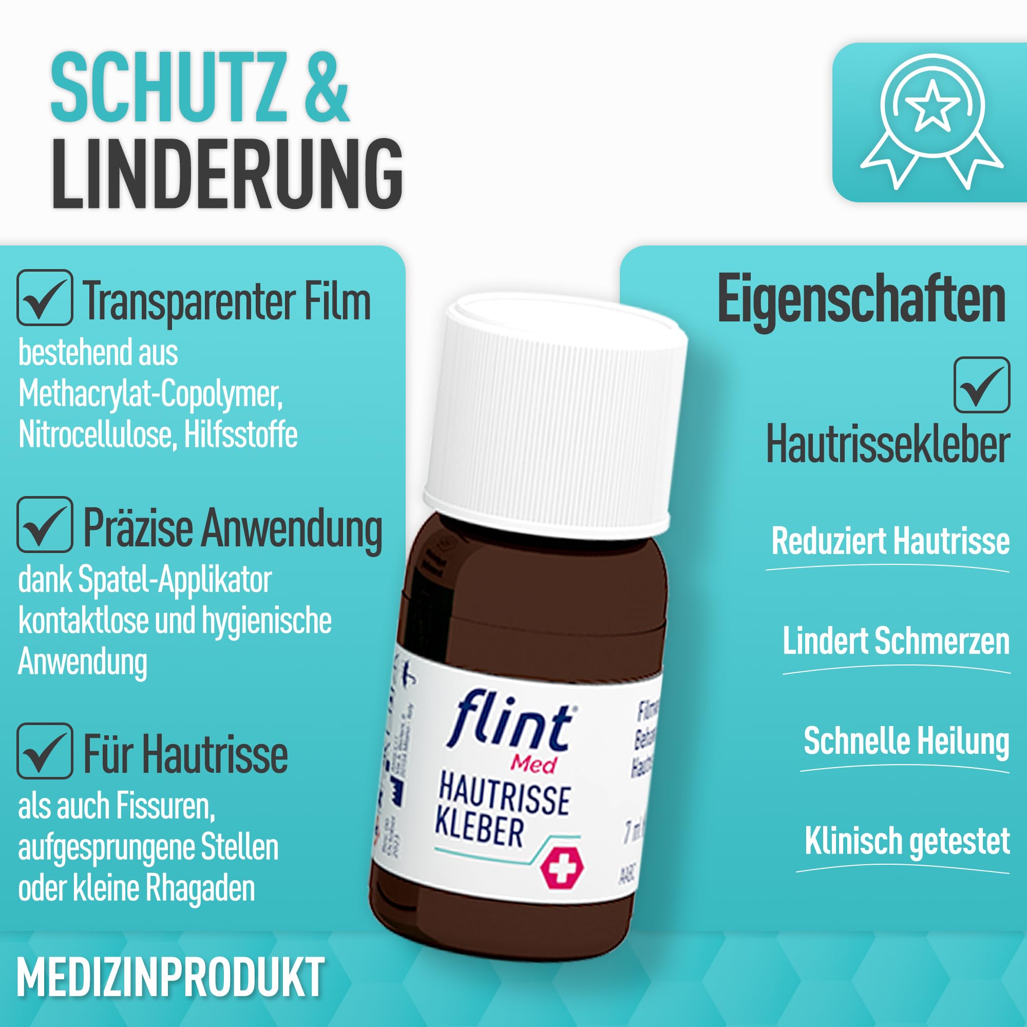 flint Med Klej do pęknięć skóry, 7 ml – redukuje pęknięcia skóry i łagodzi ból, tworzy ochronną przezroczystą warstwę na skórze, szybkie gojenie, testowany klinicznie