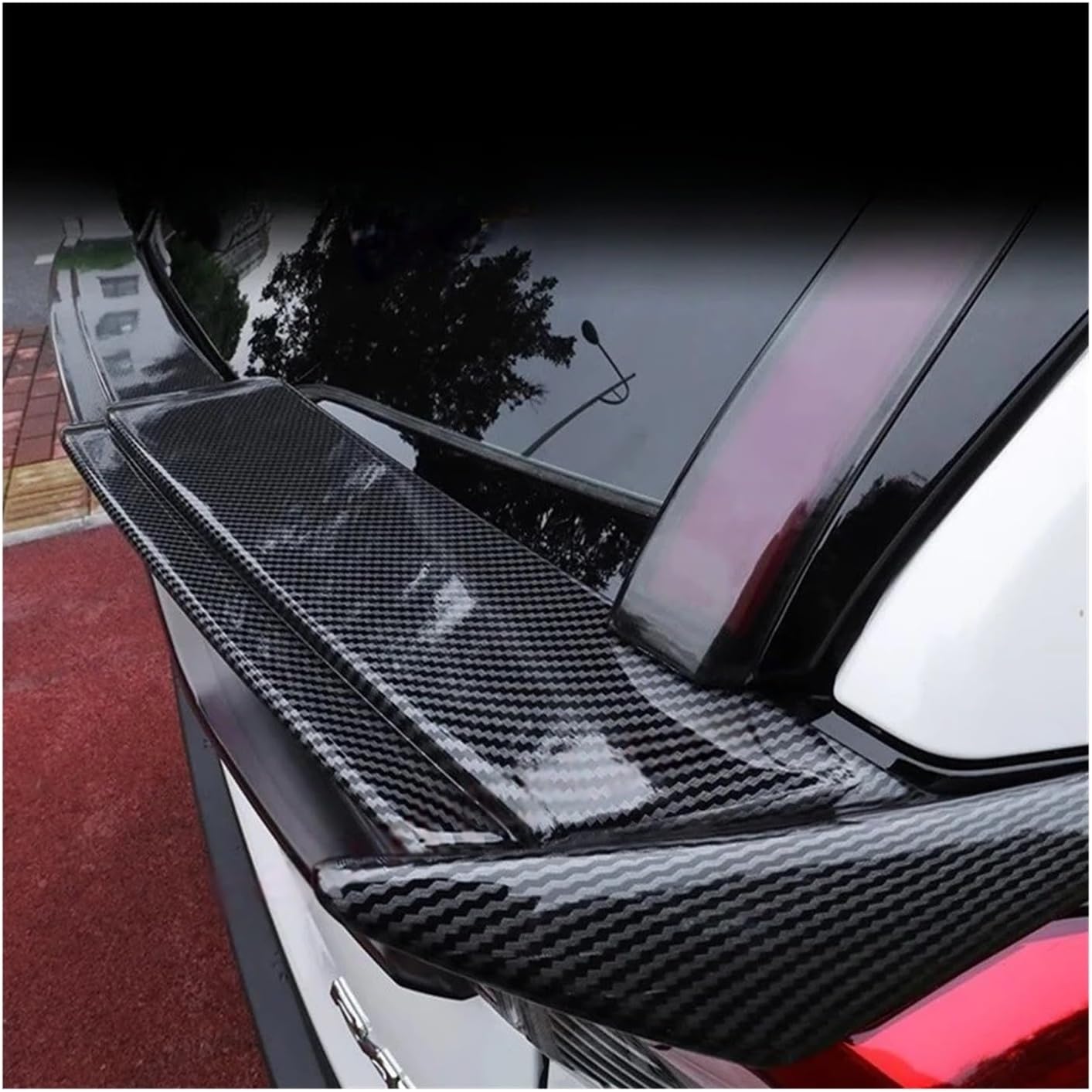 Trunk Spoiler Deck Lid Middle Spoiler Compatible for Toyota RAV4 2020-2024 ABS Material Trunk Lip Tail Wing Body Parts Styling Trim Kit(Bright Black)