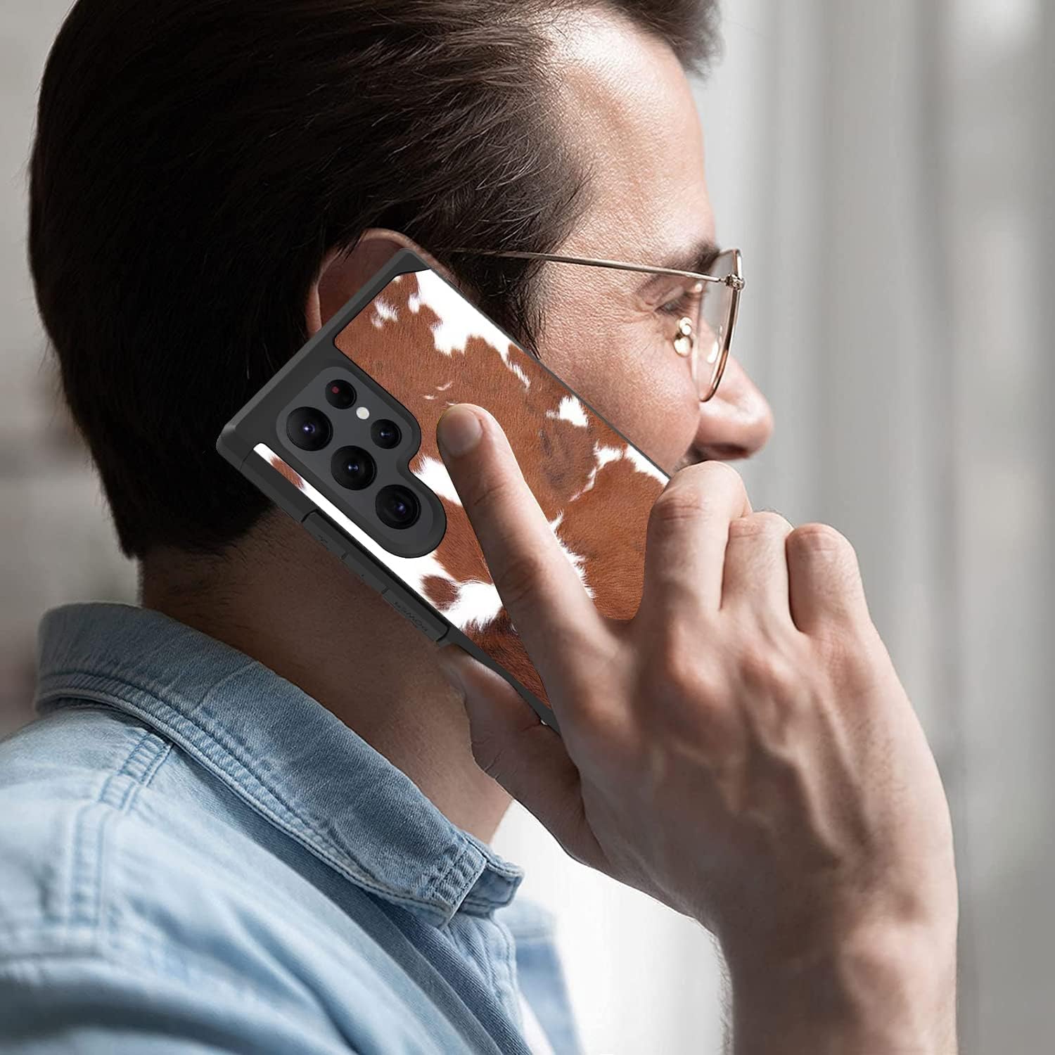 Galaxy S23 Ultra Case, Heavy Duty Dual Layer Hybrid Hard PC & Soft Silicone Shockproof Drop Protective Case for Samsung Galaxy S23 Ultra 5G, Brown Cow Print - Image 7