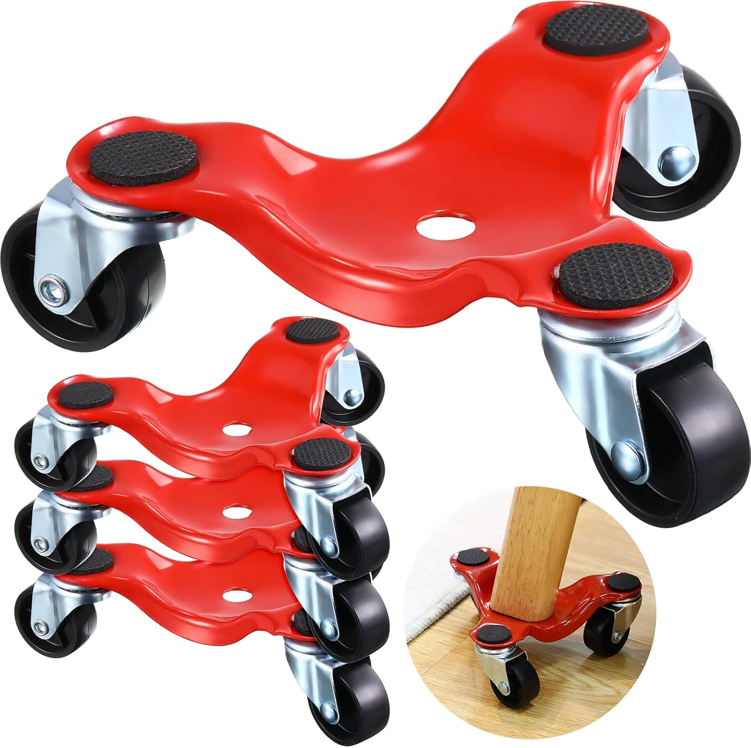 12 Pcs Furniture Mover Dolly 3 Wheels Dolly Steel Furniture Mover with Wheels 200 Lbs Load Capacity for Pool Table Home Office Warehouses