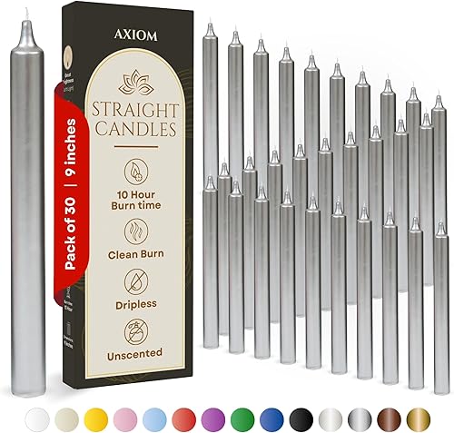 Miniatura 166 de Axiom Candles Velas altas sin goteo de 10 pulgadas sin perfume y sin humo, 9 horas de tiempo de combustión, velas cónicas para el hogar, cenas
