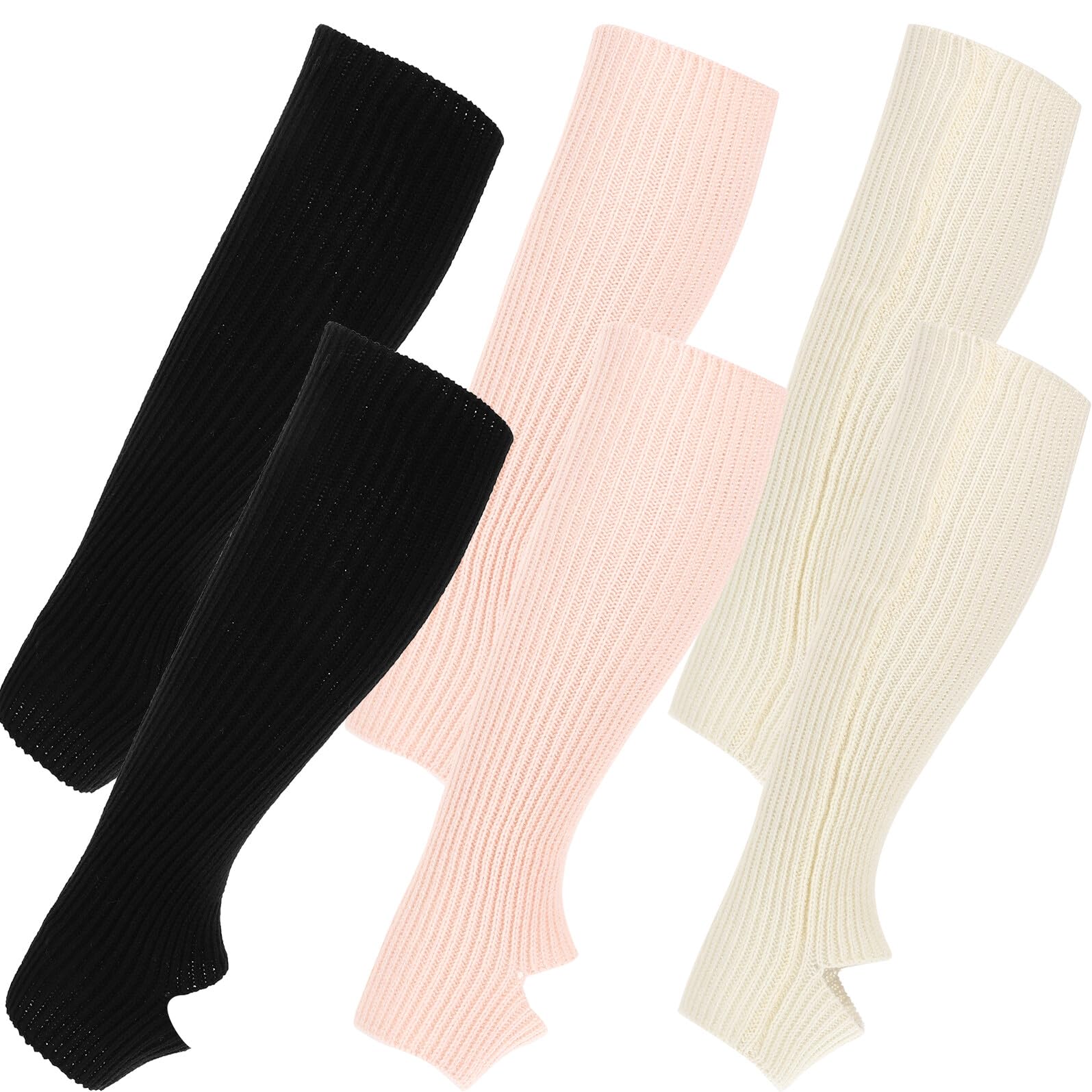TOYANDONA Calentadores de Piernas para Mujer 3 Pares Tejido de Punto Diseño de Colores y Nude para Ballet Yoga Baile y Ejercicio en Invierno