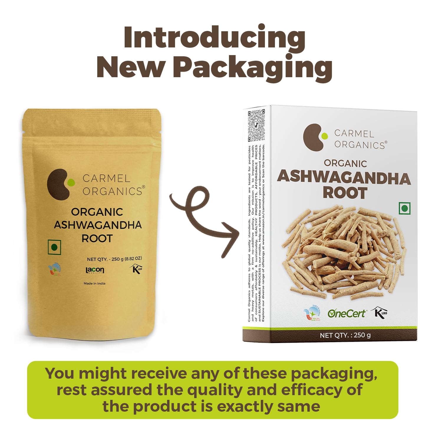 CARMEL ORGANICS Ashwagandha Root Whole 250 Gram 1