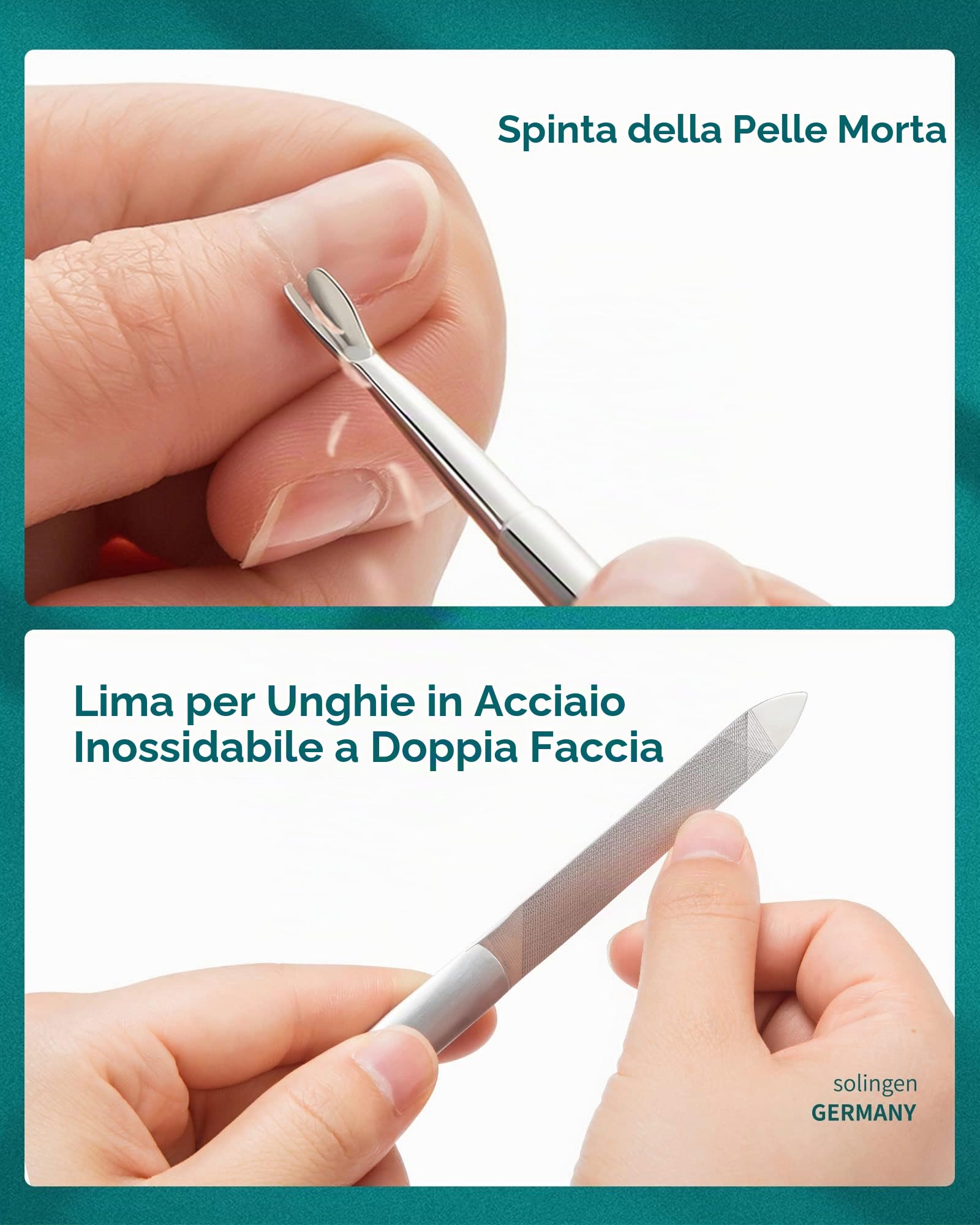 MR.GREEN Kit per manicure e pedicure 8 in 1, set di tagliaunghie anti-spruzzo, in acciaio inox tedesco, con custodia in vera pelle, per donne e uomini, idea regalo